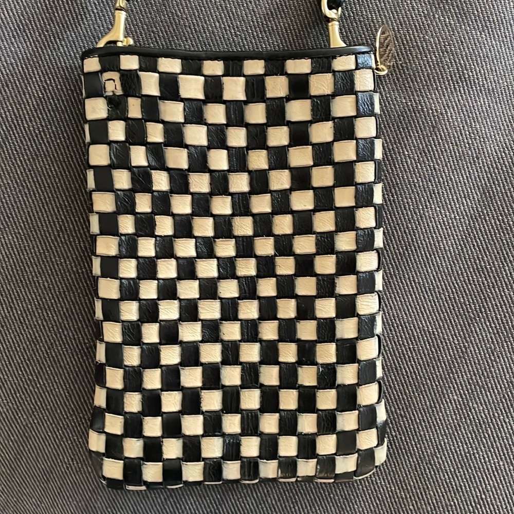 Clare V. Cream and Black Checkered Poche